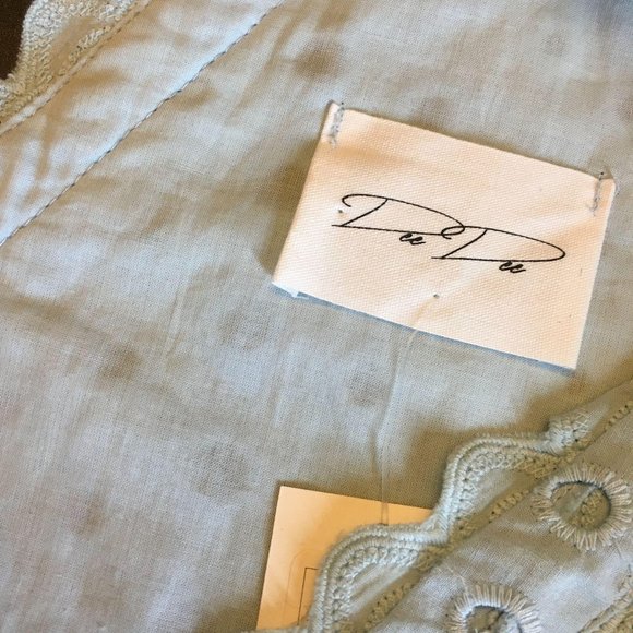 Dee Dee Dress Blue Eyelet V Neck Short Sleeve Cool Lightweight Mini Length - Picture 7 of 9